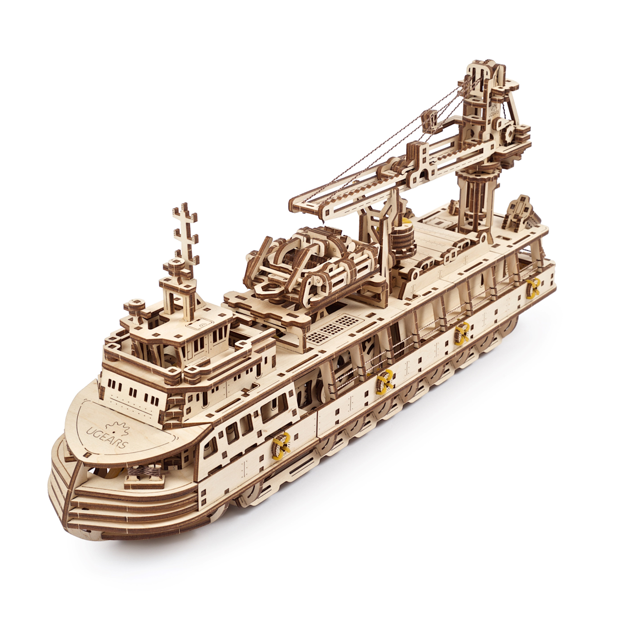 ugears-research-vessel-kit-di-modellismo-in-legno-3d-nave-da-ricerca-meccanica image 3