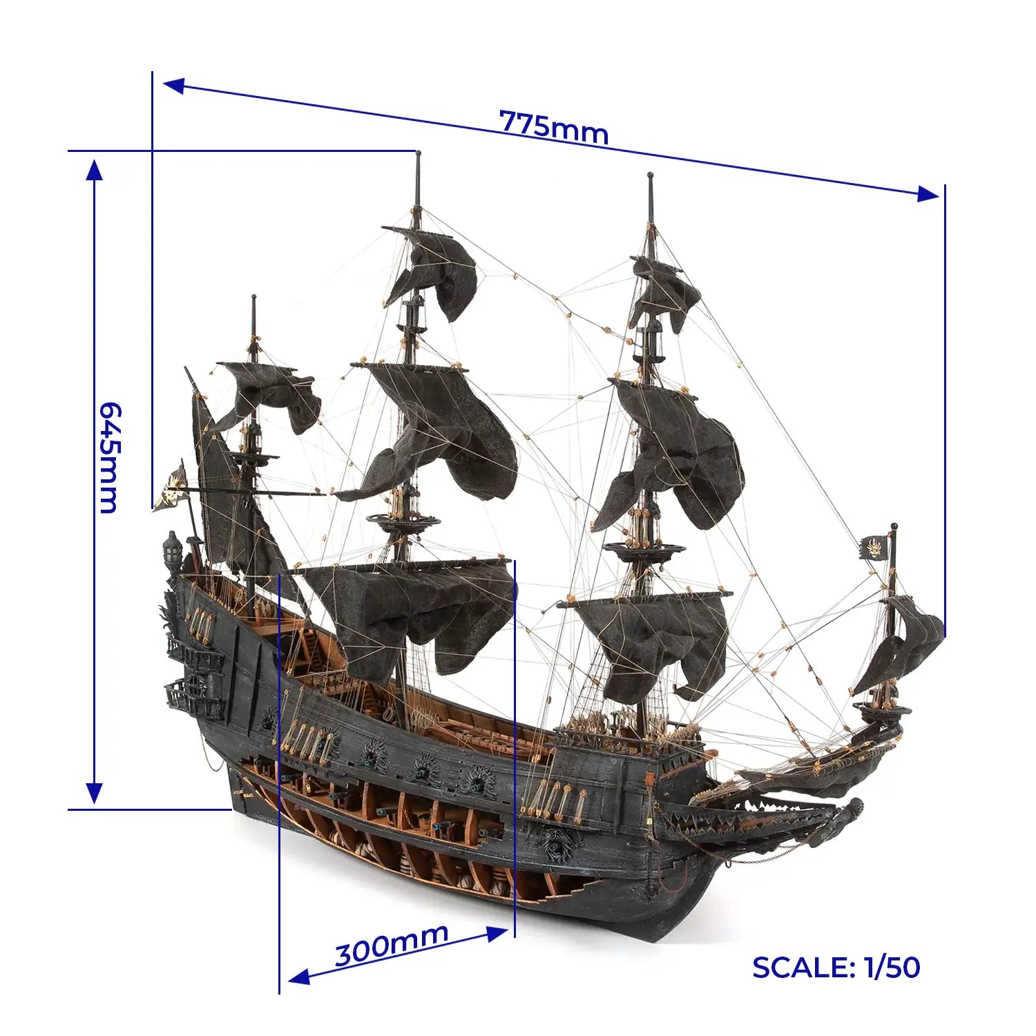 occre-l-olandese-volante-kit-modellino-nave-500-pezzi-con-vele-e-base image 3