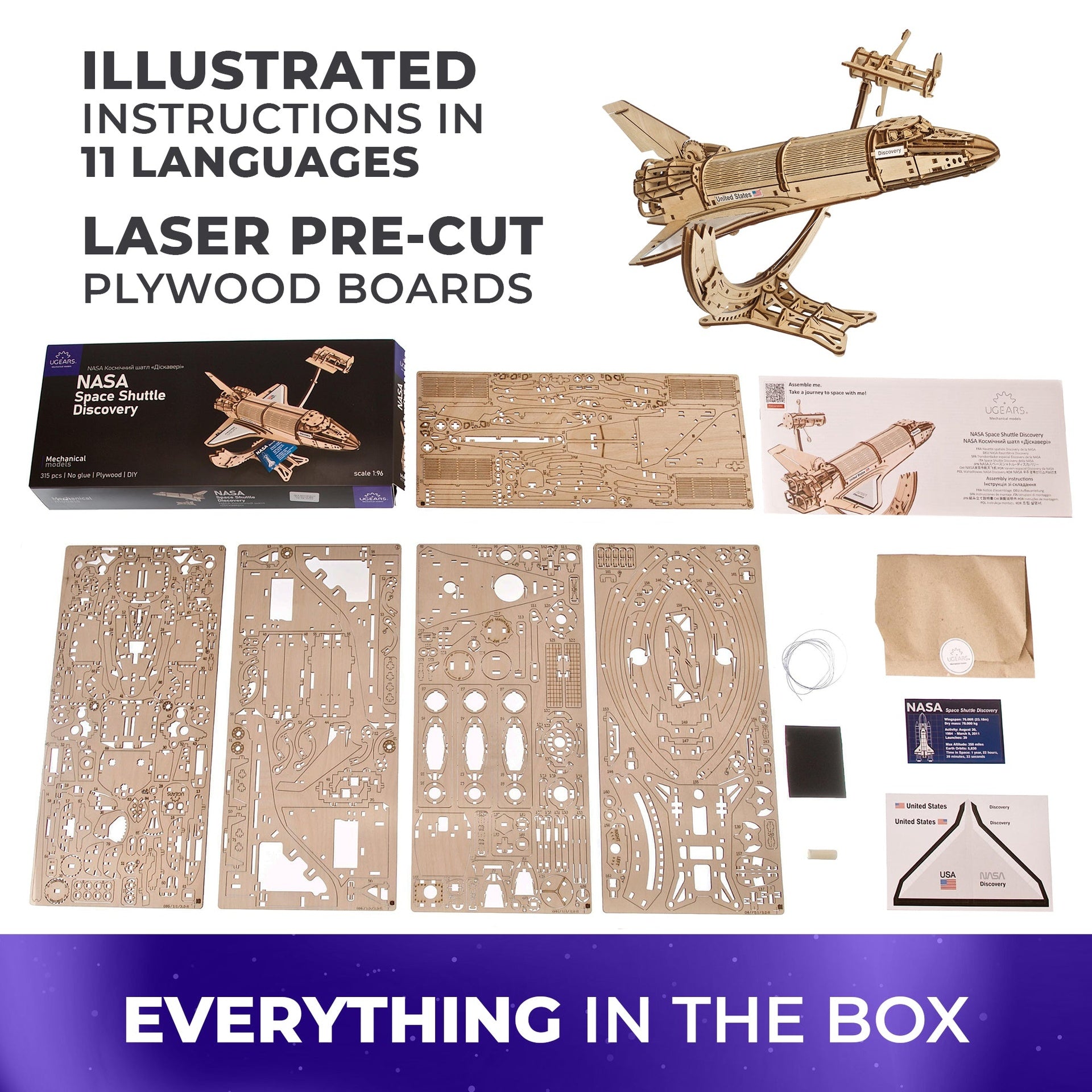 ugears-nasa-space-shuttle-discovery-kit-modellismo-legno image 5