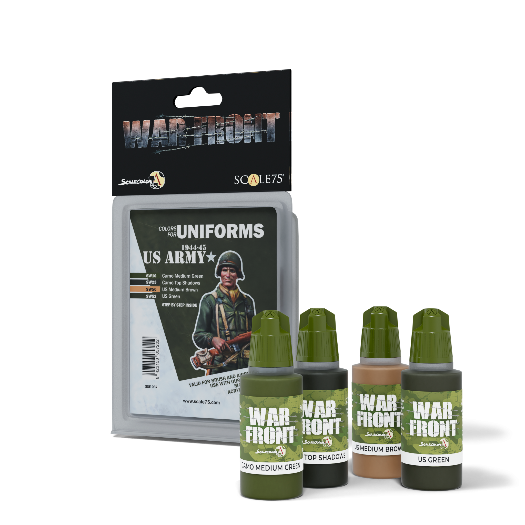 scale75-warfront-colors-for-uniforms-us-army-1944-1945-set-4-pitture-acriliche-1 image 1
