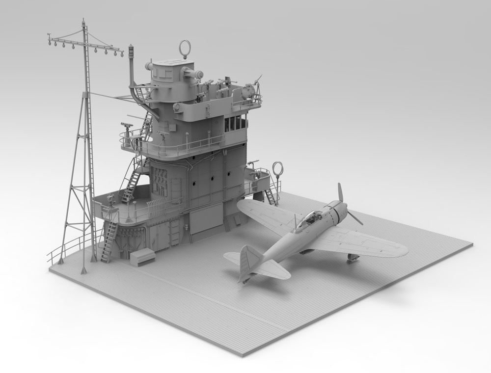 ak-interactive-1-35-akagi-bridge-con-flight-deck-e-a6m2-zero-fighter-con-interni image 2