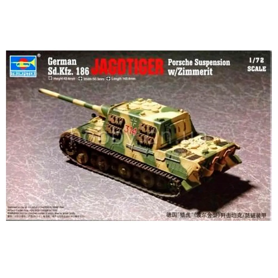 ak-interactive-sd-kfz-186-jagdtiger-con-zimmerit-e-carrello-porsche-scala-1-72 image 1