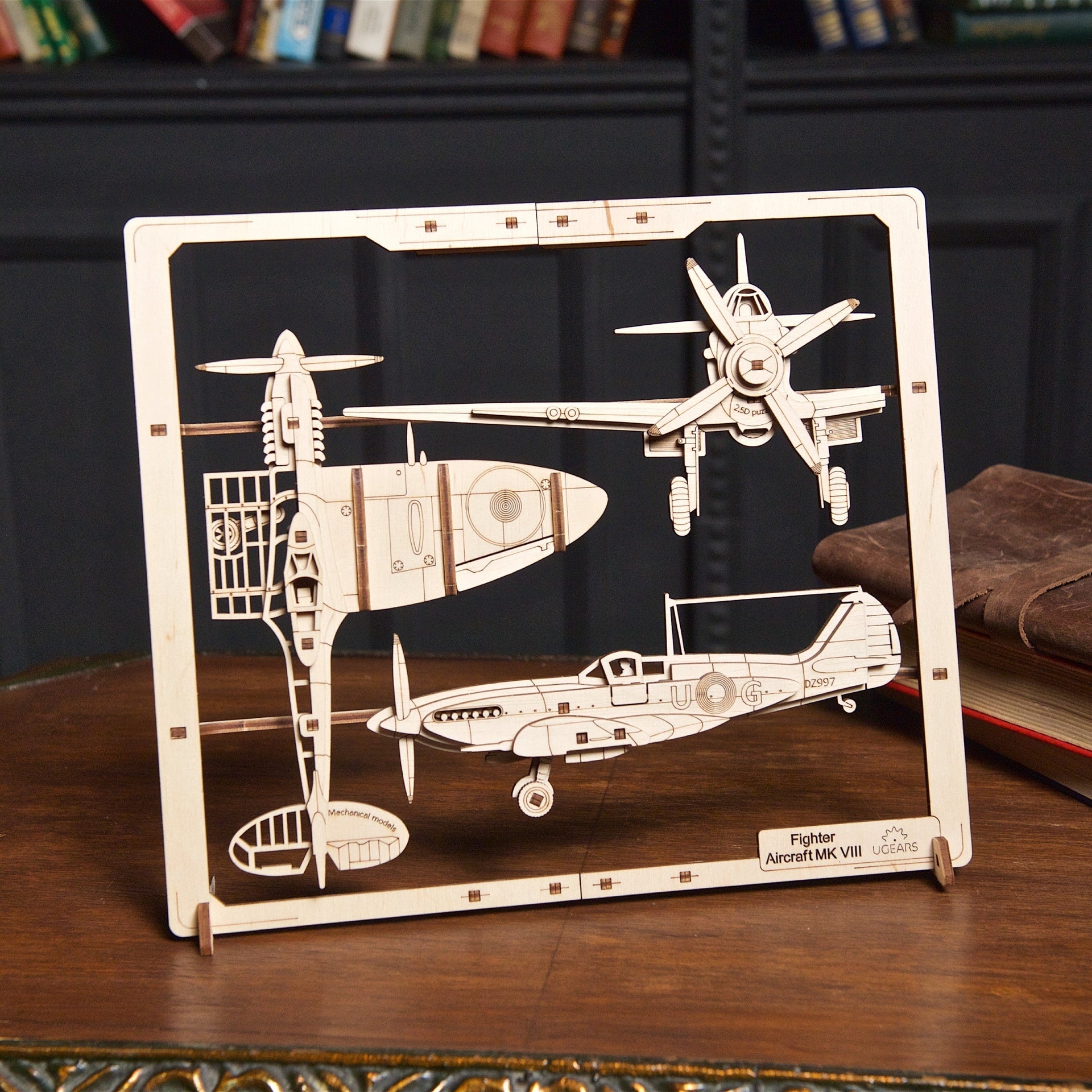 ugears-fighter-aircraft-2-5d-puzzle-spitfire-in-cornice-di-legno image 7