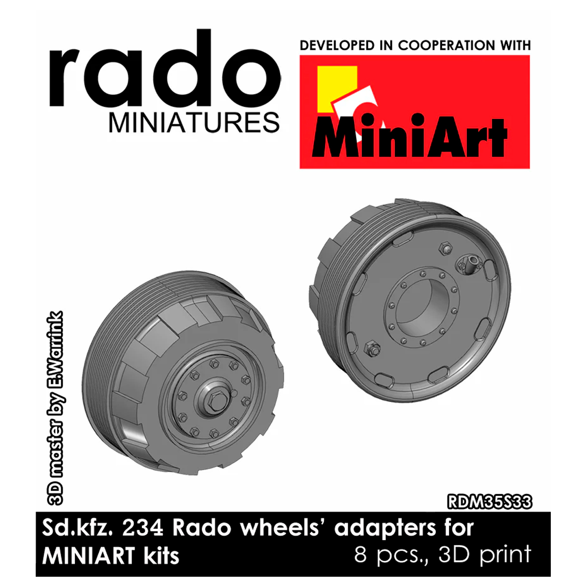 ak-interactive-sd-kfz-234-wheel-adapter-hubs-per-miniart-1-35-accessorio-upgrade image 1