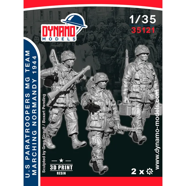 ak-interactive-1-35-u-s-paratrooper-mg-team-marching-normandy-1944-set-figure image 1