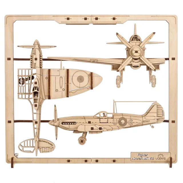 ugears-fighter-aircraft-2-5d-puzzle-spitfire-in-cornice-di-legno image 1
