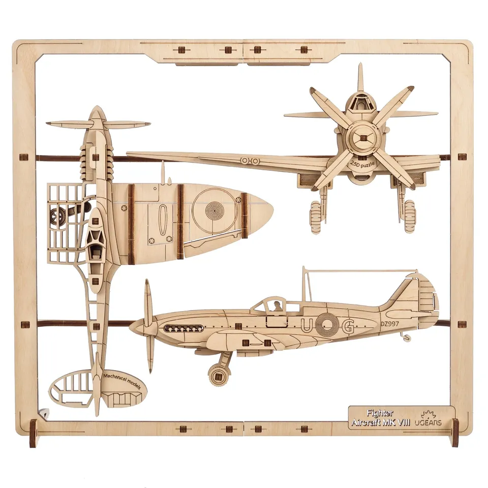 ugears-fighter-aircraft-2-5d-puzzle-spitfire-in-cornice-di-legno image 1