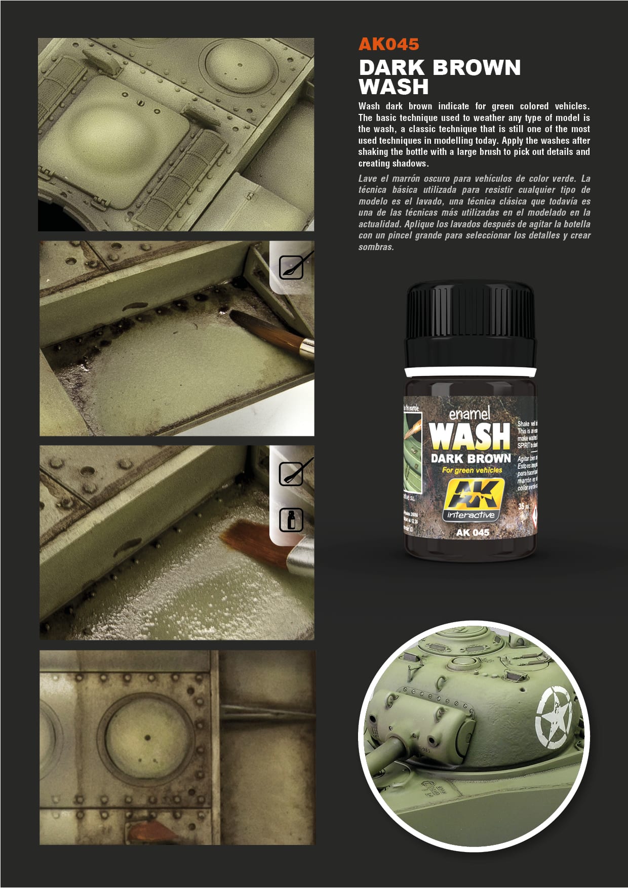 ak-interactive-lavado-marr-n-oscuro-per-veicoli-verdi-wash-acrilico image 3