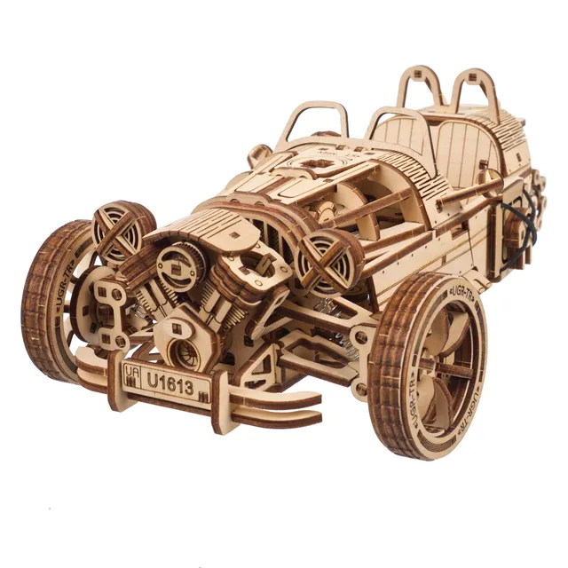 ugears-three-wheeler-ugr-s-kit-di-modellismo-in-legno-3d-moto-a-tre-ruote image 1
