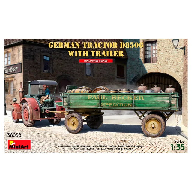 ak-interactive-1-35-german-tractor-d8506-with-trailer-kit-modellismo-da-costruir image 1