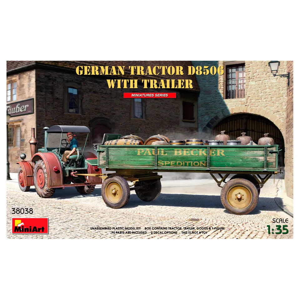 ak-interactive-1-35-german-tractor-d8506-with-trailer-kit-modellismo-da-costruir image 1