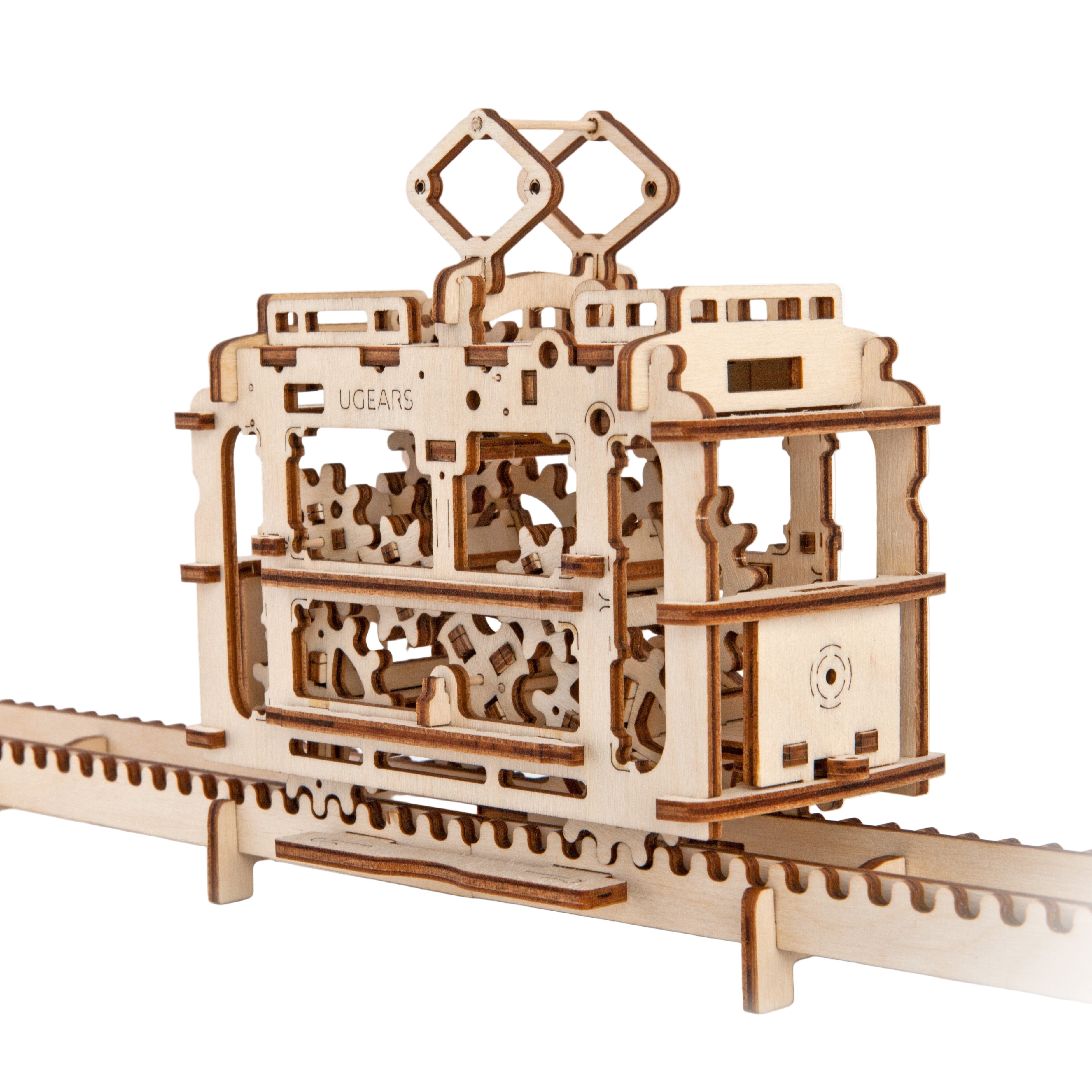 ugears-tram-on-rails-tram-a-rotaie-kit-legno-con-binari image 1