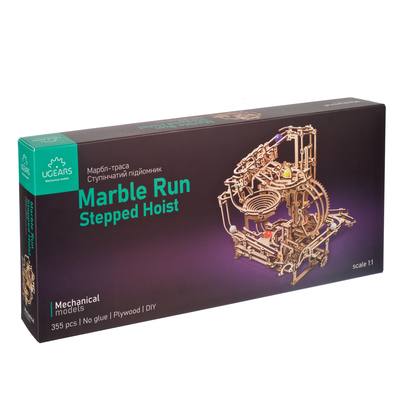 ugears-marble-run-stepped-hoist-pista-per-biglie-modulare-in-legno-da-costruire image 5
