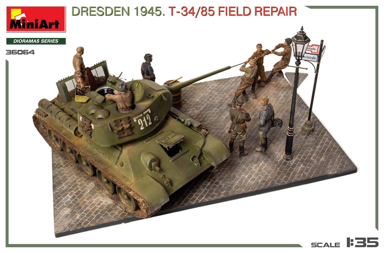 ak-interactive-1-35-dresden-1945-t-34-85-field-repair-big-set-diorama-con-carro--2 image 4