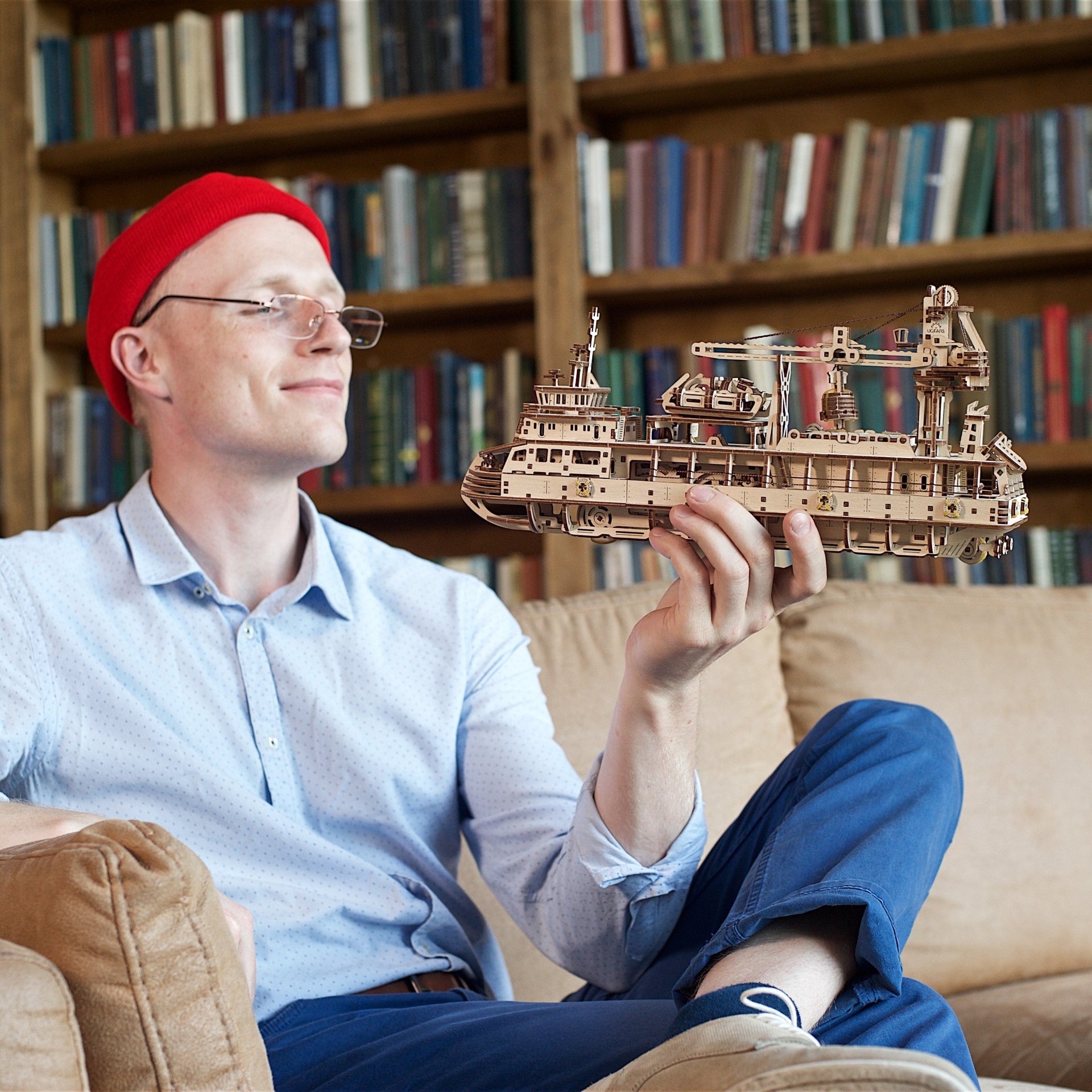 ugears-research-vessel-kit-di-modellismo-in-legno-3d-nave-da-ricerca-meccanica image 7