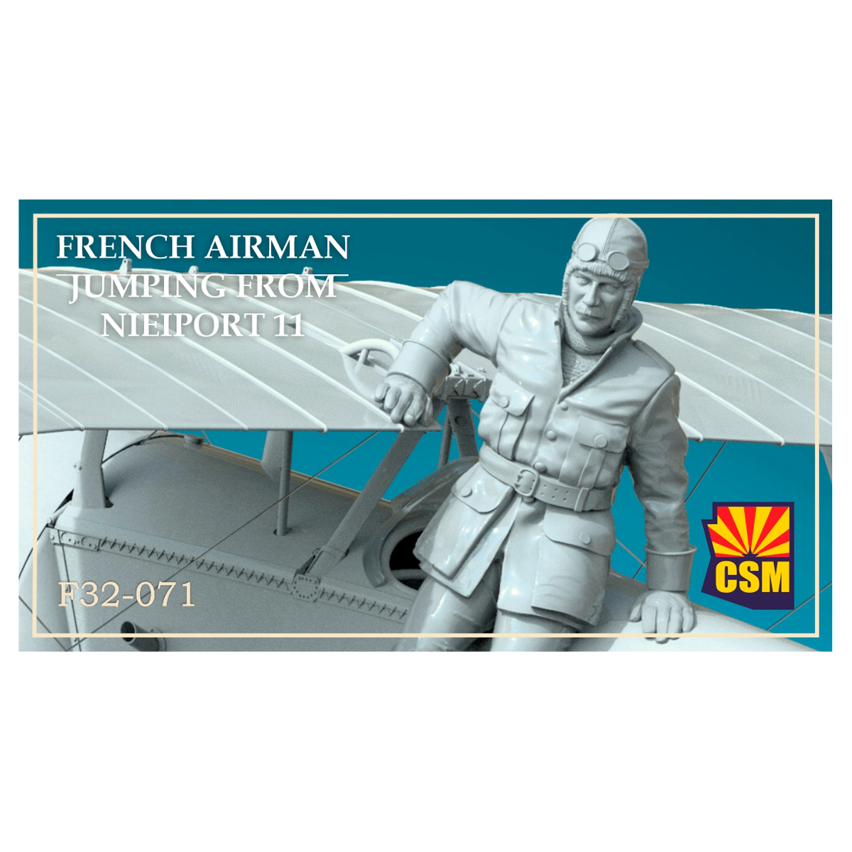 ak-interactive-french-airman-jumping-from-his-nieuport-1-32-figura-da-costruire- image 1