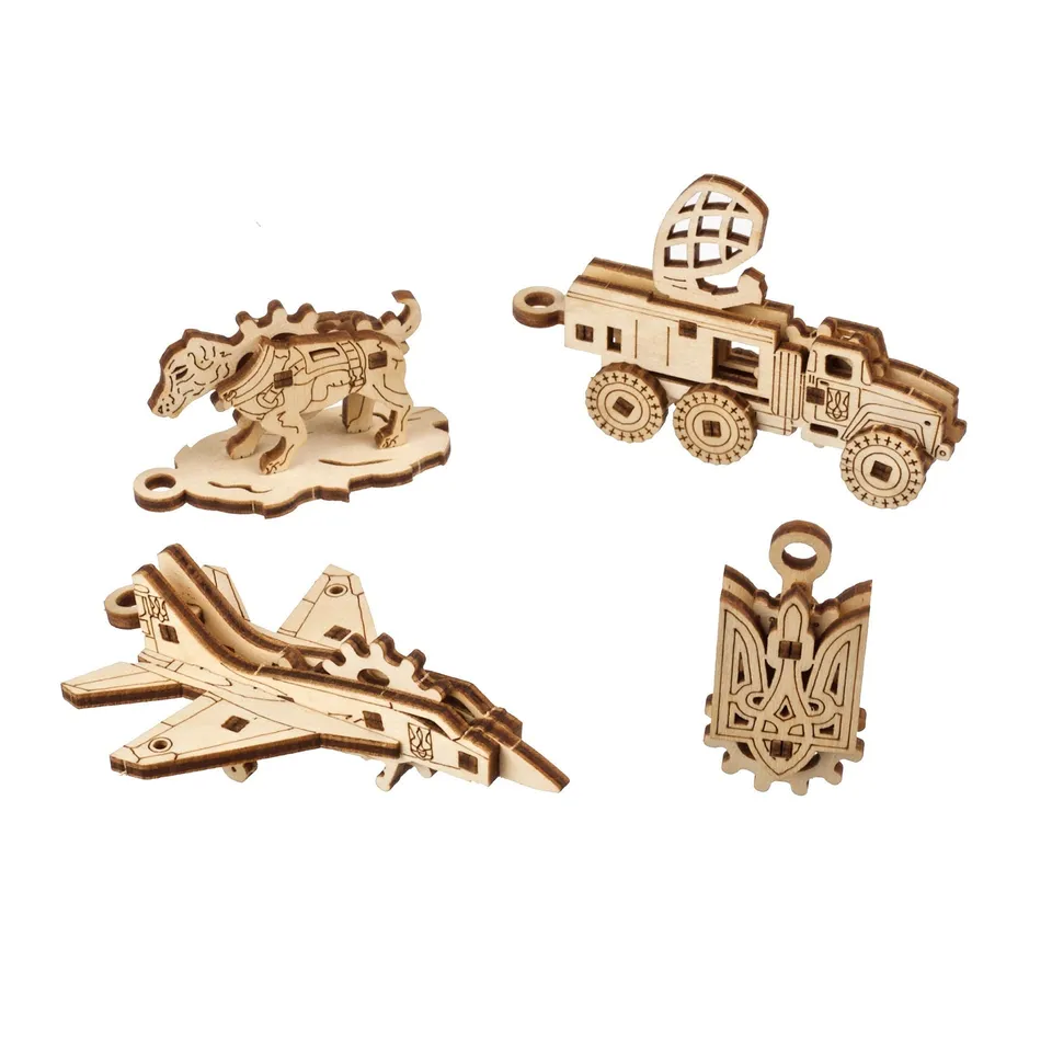 ugears-u-fidgets-bravery-set-4-mini-figurine-meccaniche-in-legno image 1