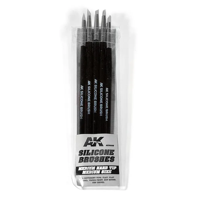 ak-interactive-medium-silicone-brushes-medium-tip-set-5-pennelli-silicone image 1