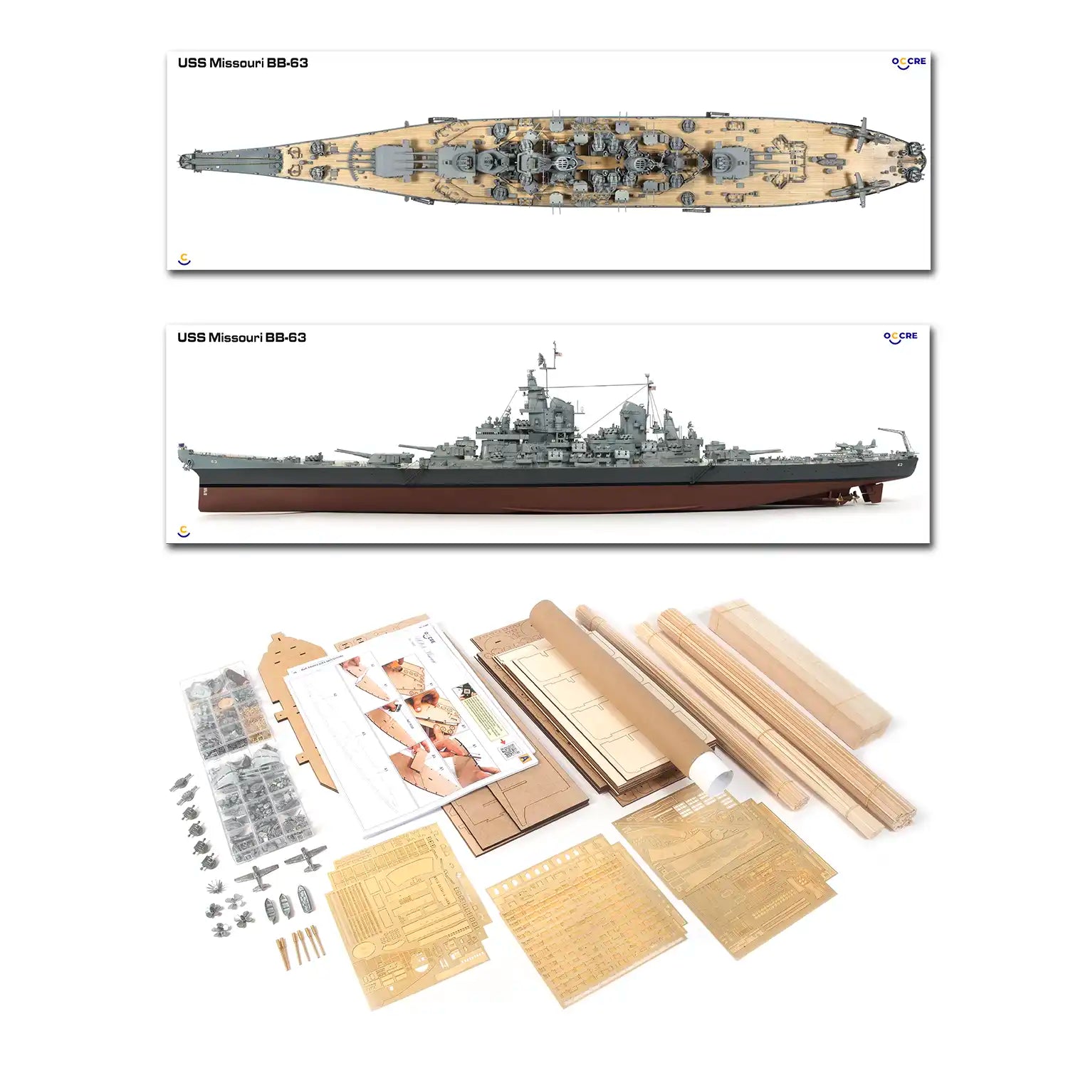 occre-nave-uss-missouri-bb-63-kit-modellismo-legno-e-metallo-1-200 image 4