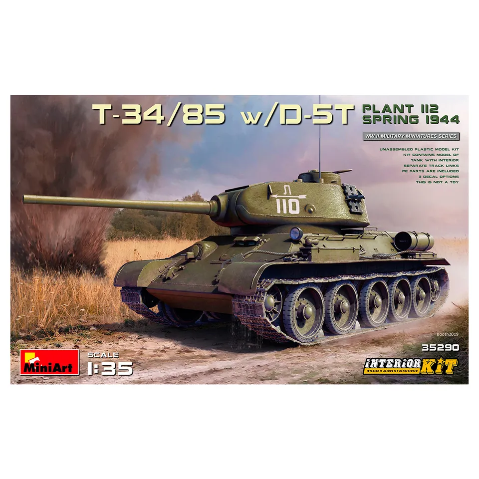 ak-interactive-1-35-t-34-85-con-d-5t-plant-112-primavera-1944-kit-con-interni-2 image 1