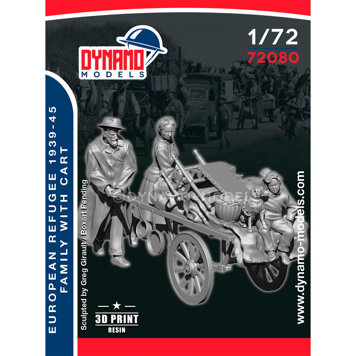 ak-interactive-1-72-civilian-refugee-family-with-cart-kit-modellismo-con-carrett image 1