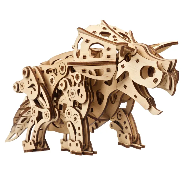 ugears-triceratops-dinosauro-meccanico-in-legno-da-costruire image 1
