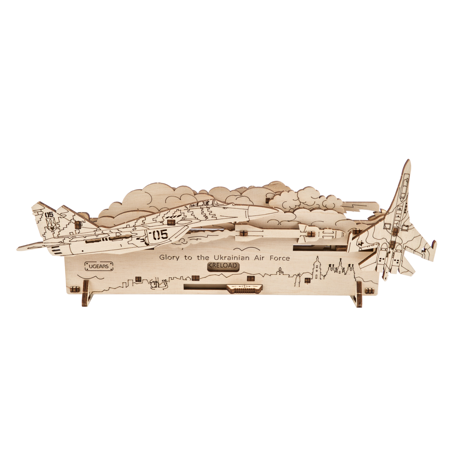 ugears-the-ghost-of-kyiv-attacks-mini-modello-legno-3d image 1