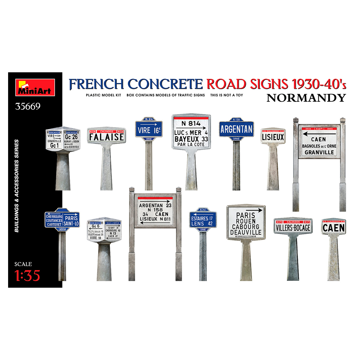 ak-interactive-1-35-french-concrete-road-signs-1930-40s-normandy-cartelli-strada image 1