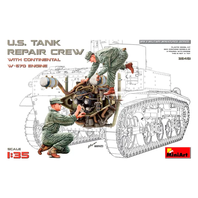 ak-interactive-1-35-u-s-tank-repair-crew-w-continental-w-670-engine image 1
