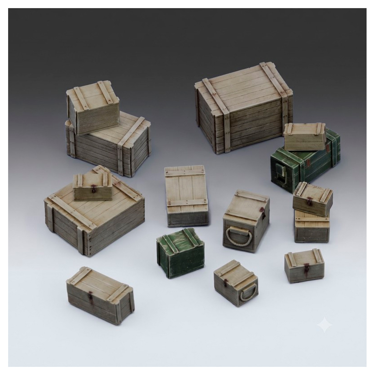 ak-interactive-cajas-de-madera-variadas-in-scala-1-35-set-di-cassette-in-legno image 1