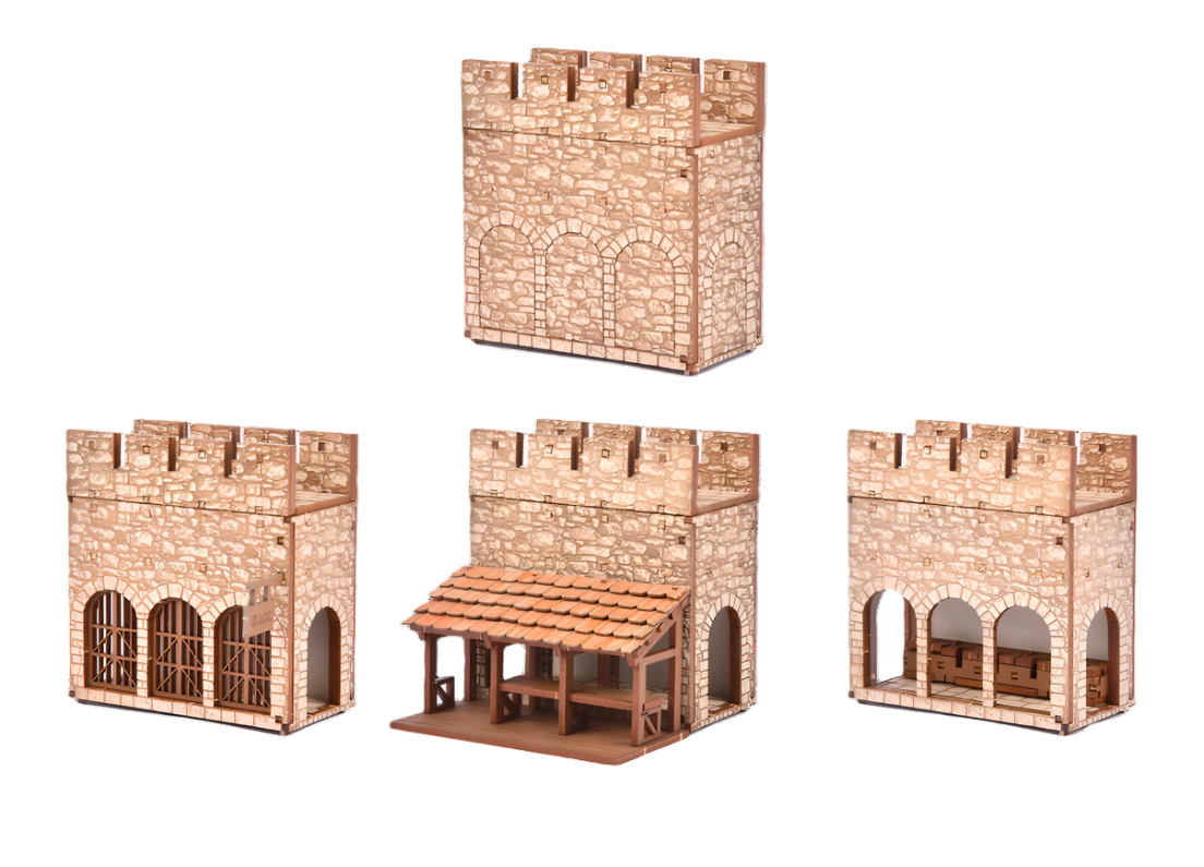ak-interactive-castle-rampart-pack-set-da-4-add-on-mura-di-castello-scala-28mm image 2