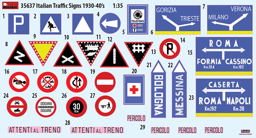 ak-interactive-1-35-cartelli-stradali-italiani-1930-40-set-accessori-modellismo image 2