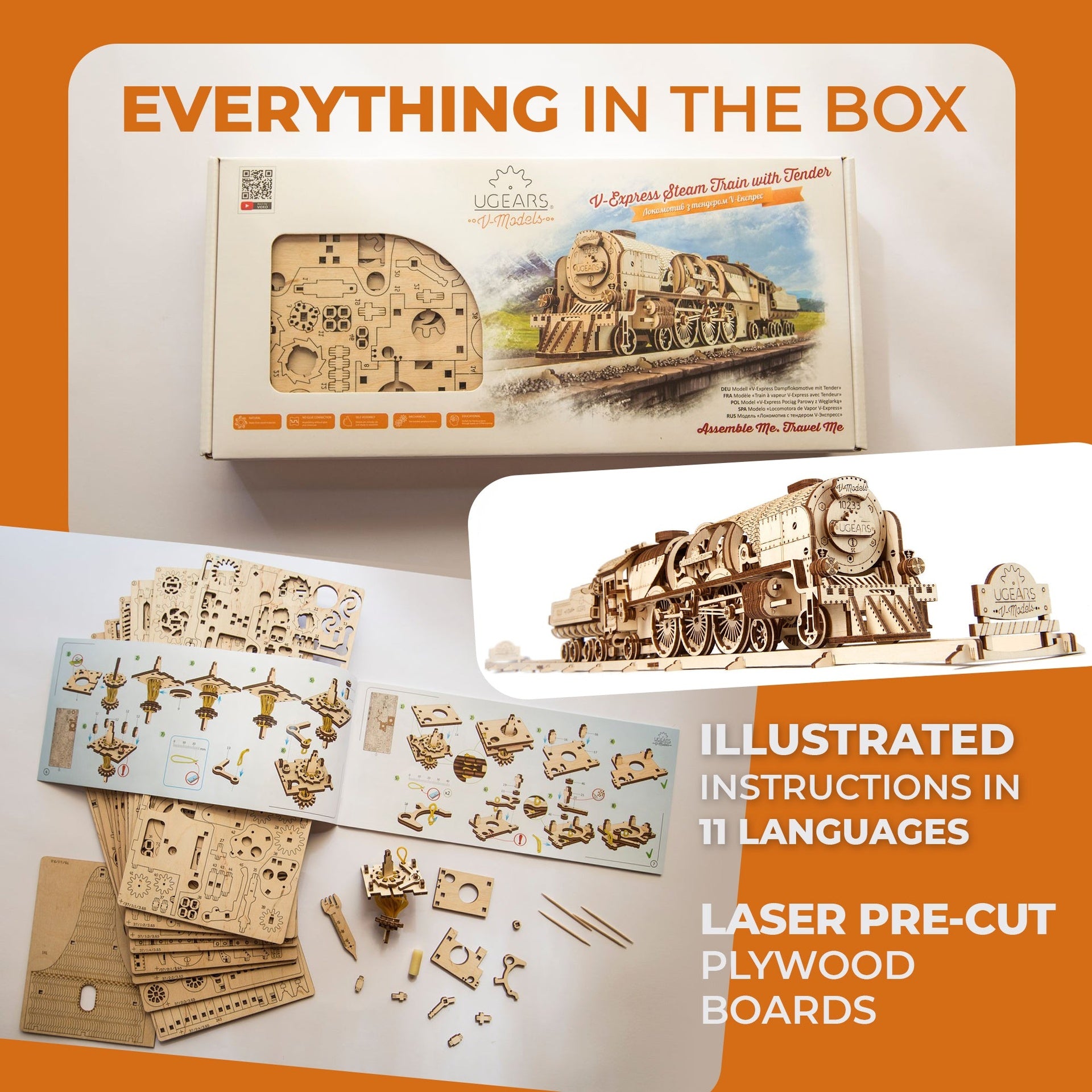 ugears-v-express-treno-a-vapore-con-tender-kit-in-legno image 6