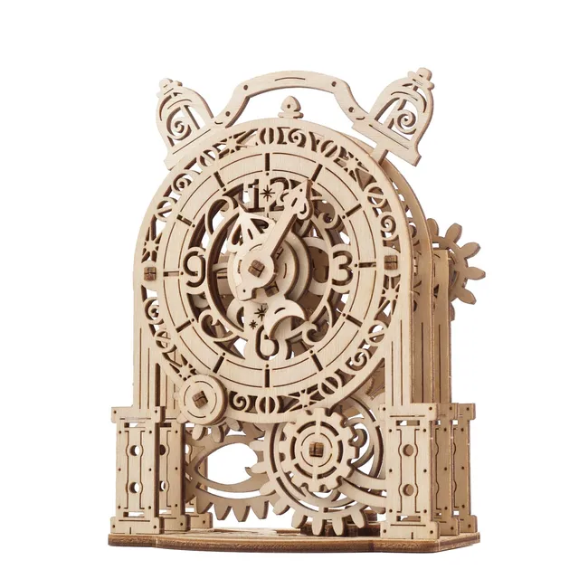 ugears-vintage-alarm-clock-orologio-sveglia-vintage-in-legno-3d-con-meccanismo-a image 1
