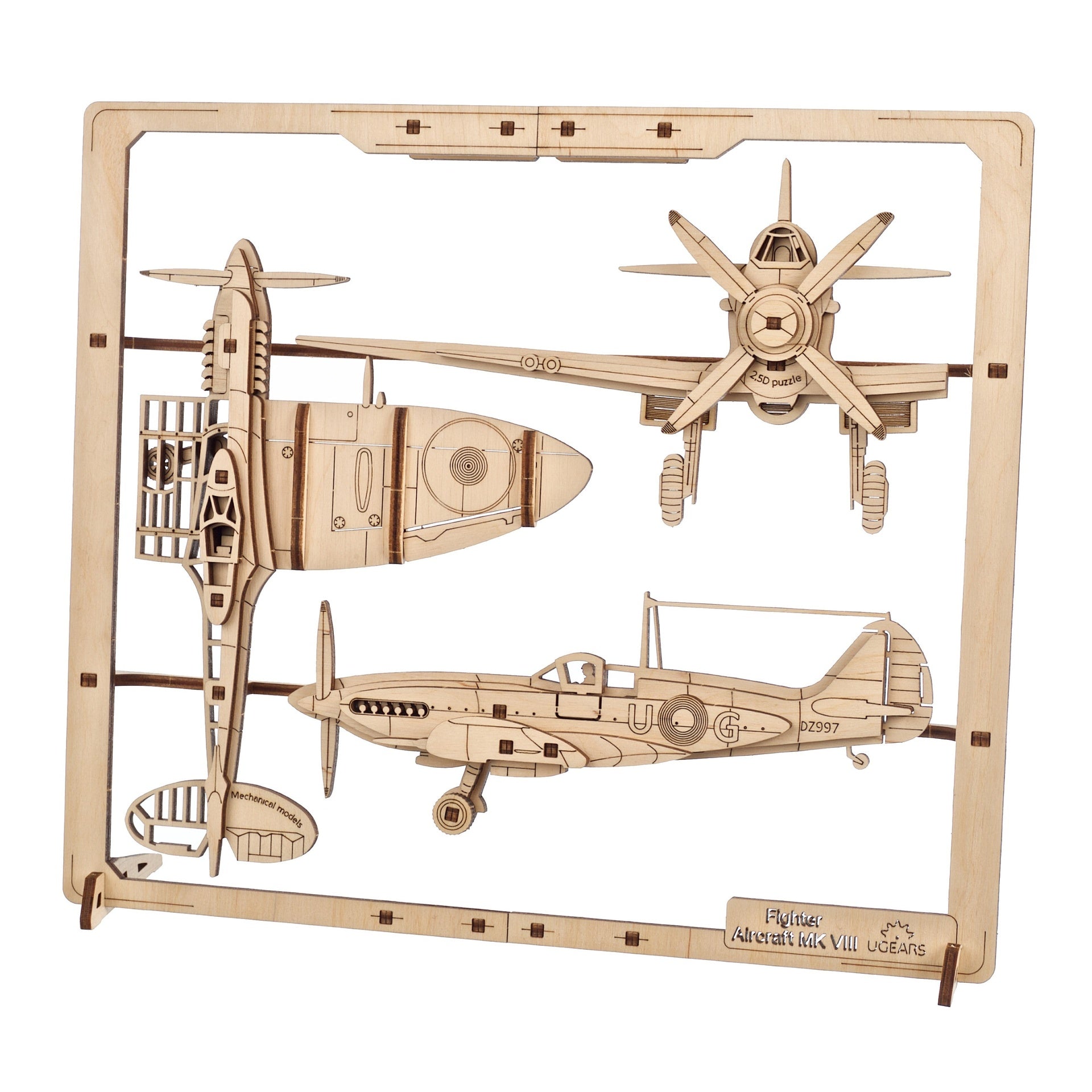 ugears-fighter-aircraft-2-5d-puzzle-spitfire-in-cornice-di-legno image 2