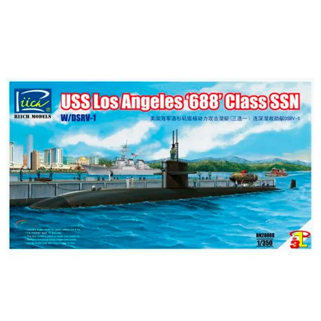 ak-interactive-uss-los-angeles-688-class-ssn-con-dsrv-1-1-350-kit-sottomarino image 1