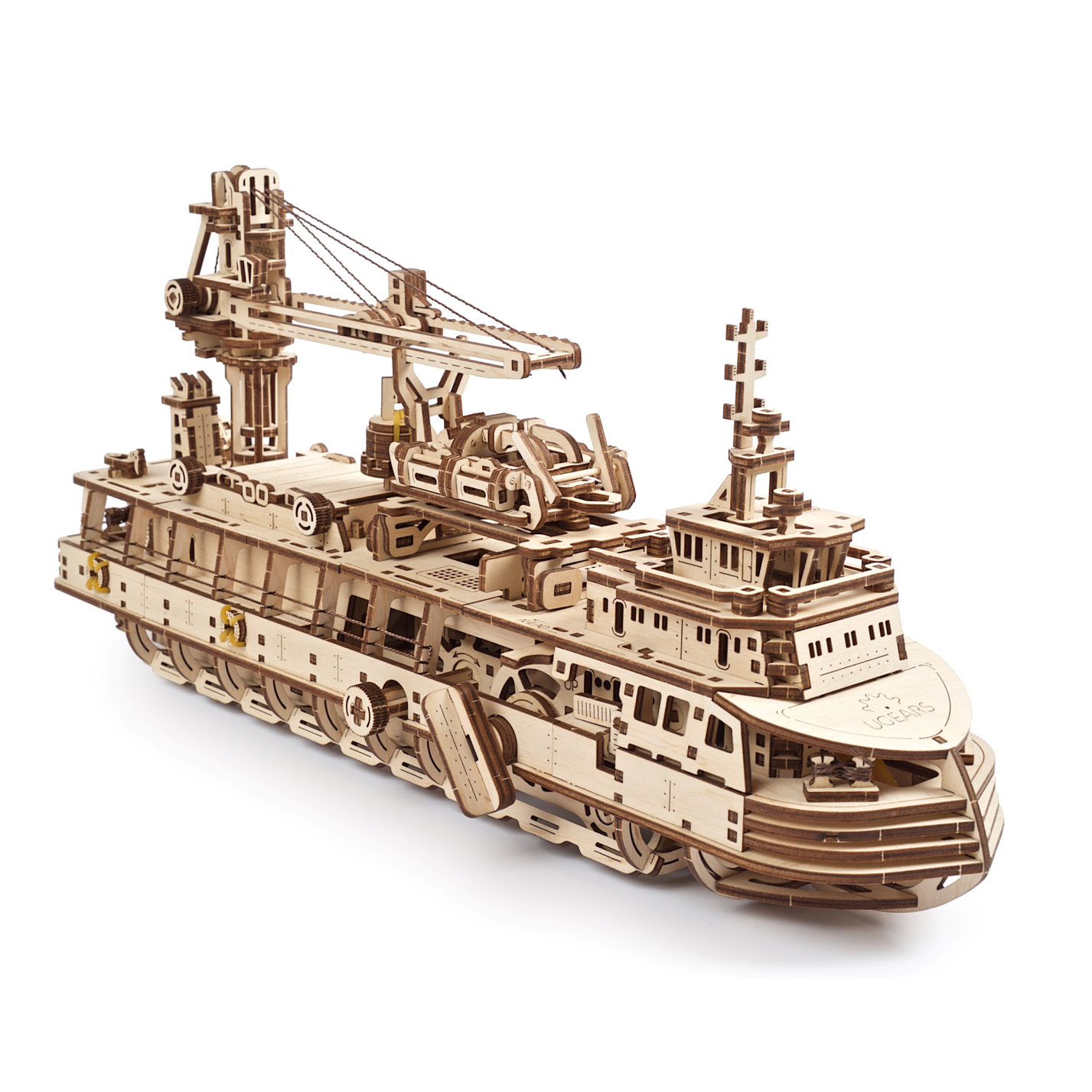 ugears-research-vessel-kit-di-modellismo-in-legno-3d-nave-da-ricerca-meccanica image 1