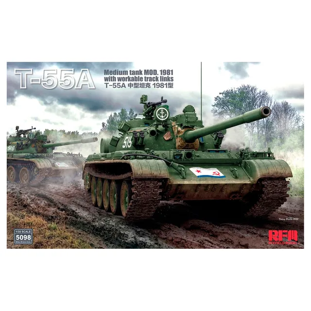 ak-interactive-t-55a-medium-tank-mod-1981-con-cingoli-funzionanti-in-scala-1-35 image 1