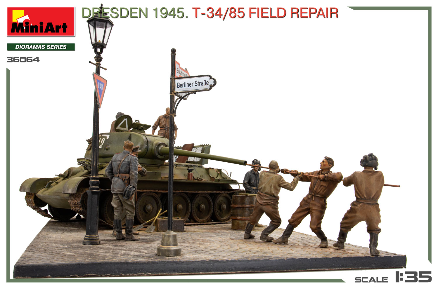 ak-interactive-1-35-dresden-1945-t-34-85-field-repair-big-set-diorama-con-carro--2 image 7