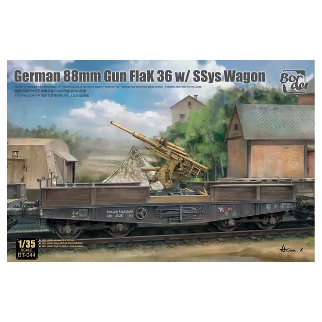 ak-interactive-1-35-german-88mm-gun-flak-36-w-ssys-wagon-kit-modellismo image 1