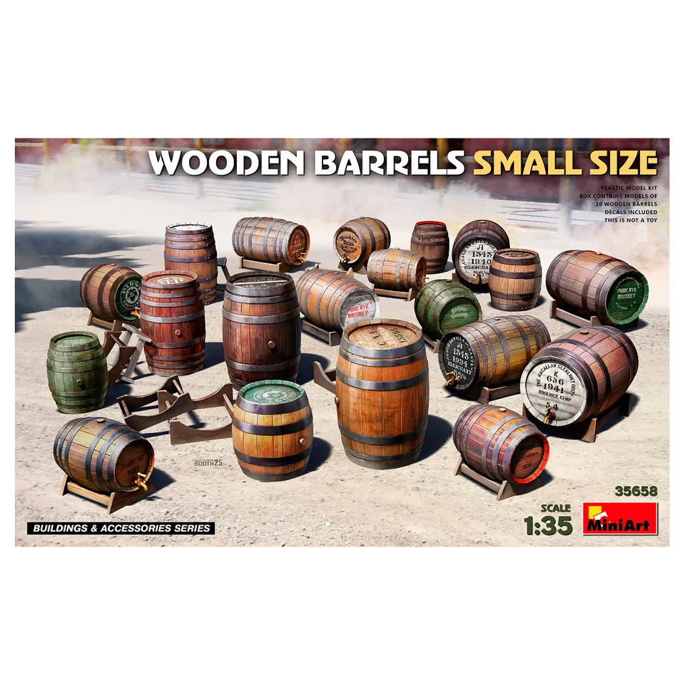 ak-interactive-1-35-wooden-barrels-small-size-accessorio-diorama-modellismo image 1