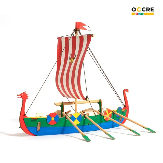 occre-fun-modellino-nave-vichinga-per-bambini-da-costruire-e-colorare image 1