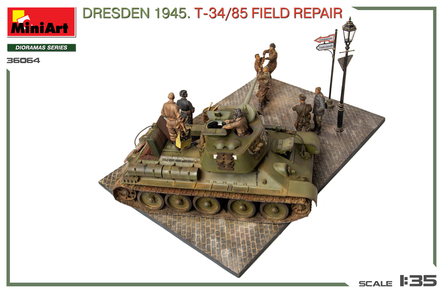 ak-interactive-1-35-dresden-1945-t-34-85-field-repair-big-set-diorama-con-carro--2 image 6