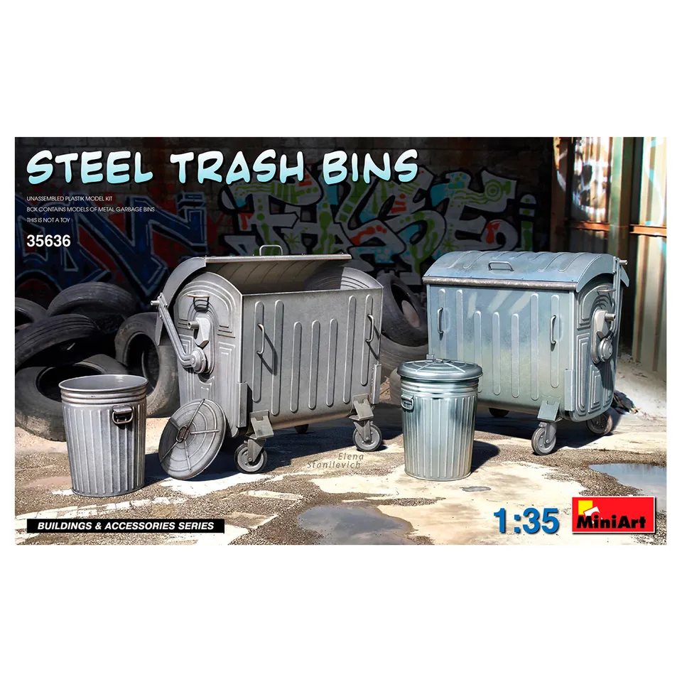 ak-interactive-1-35-steel-trash-bins-set-di-bidoni-metallici-per-diorami image 1