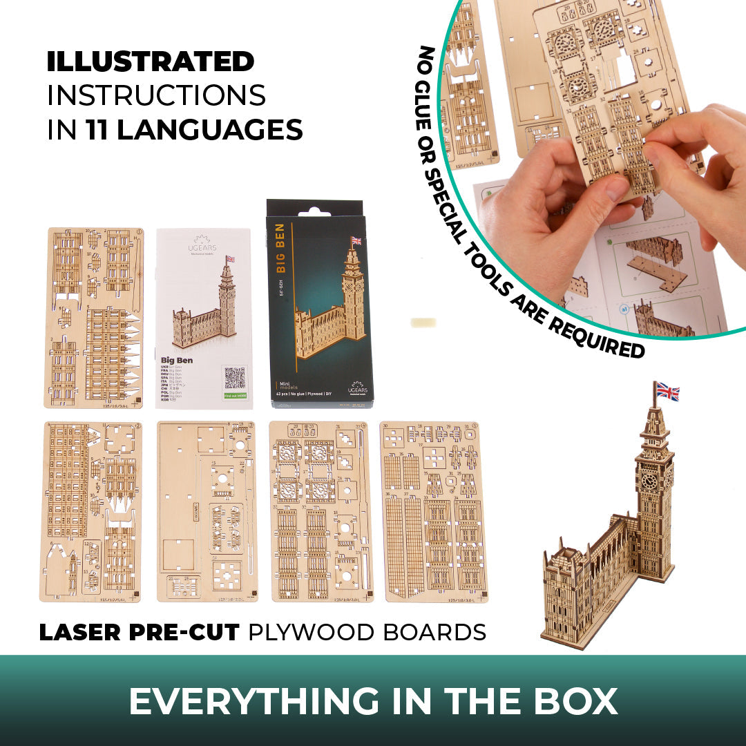ugears-big-ben-kit-di-modellismo-in-legno-serie-easy-gears image 6