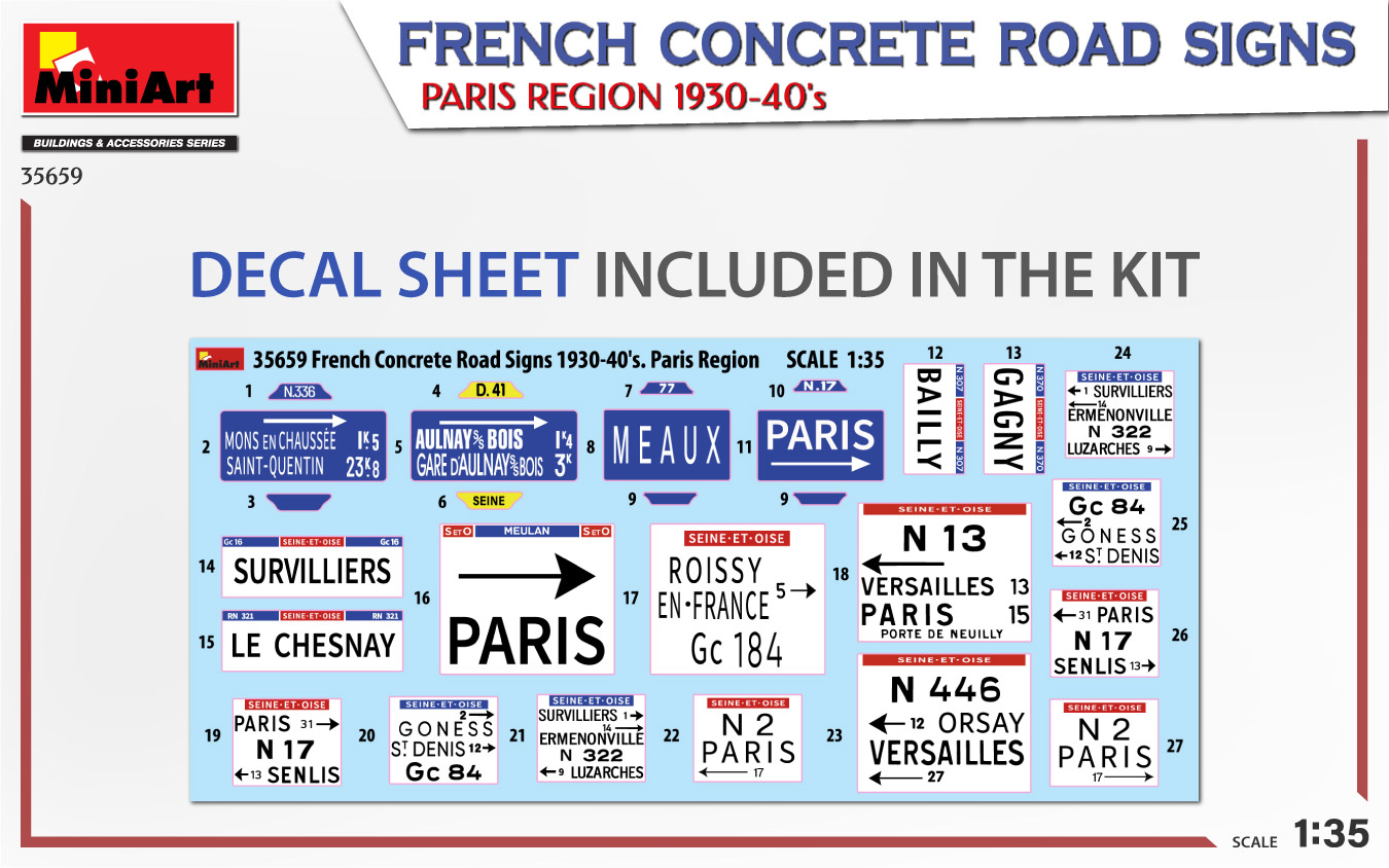 ak-interactive-1-35-french-concrete-road-signs-1930-40s-paris-region-set-di-segn image 2