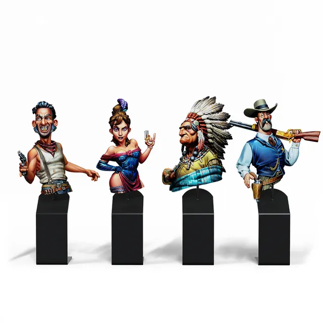 scale75-wild-west-pack-set-4-busti-in-resina-scala-1-12 image 1