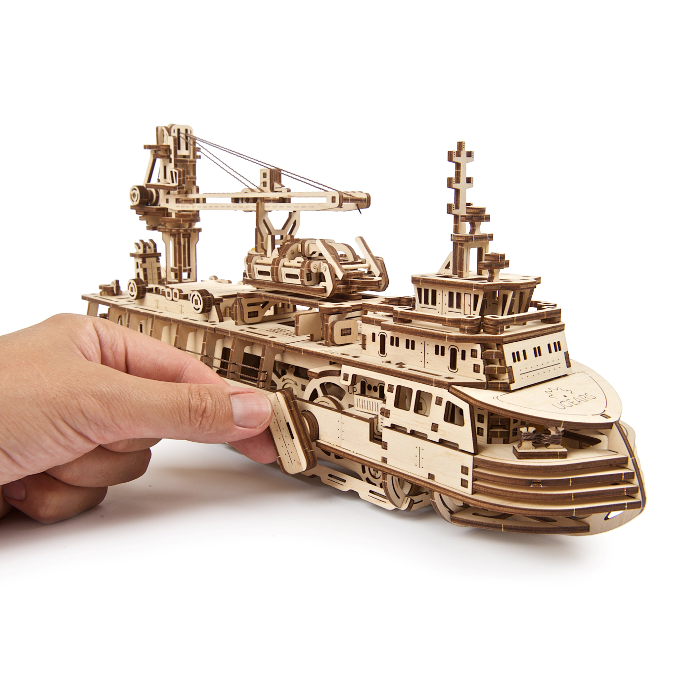 ugears-research-vessel-kit-di-modellismo-in-legno-3d-nave-da-ricerca-meccanica image 4