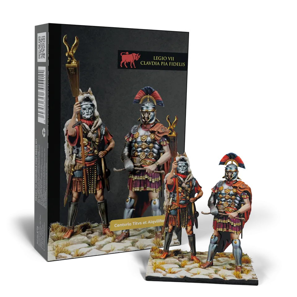 scale75-centvrio-titvs-et-alqvilifer-lepidvs-figura-storica-romana-in-resina-75m image 1