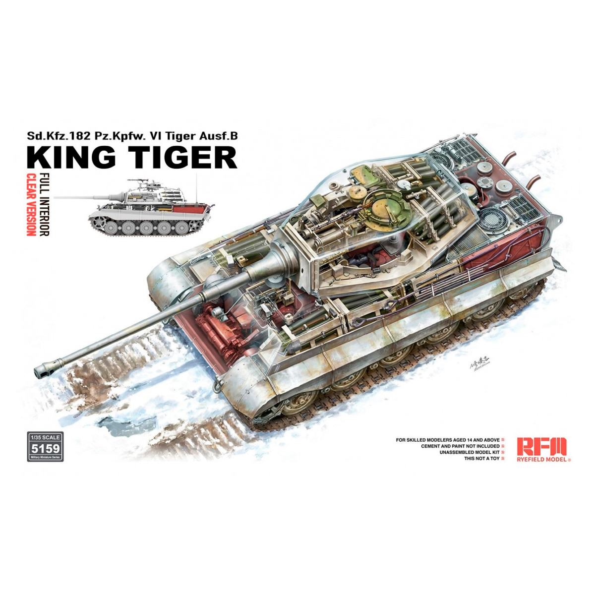ak-interactive-1-35-tiger-ausf-b-king-tiger-clear-version-con-interni-kit-modell image 1